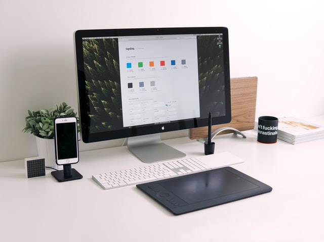 A Macintosh computer on a desk