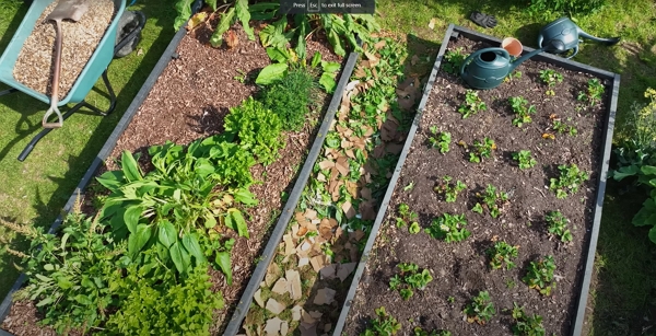 A pathway with various materials applied