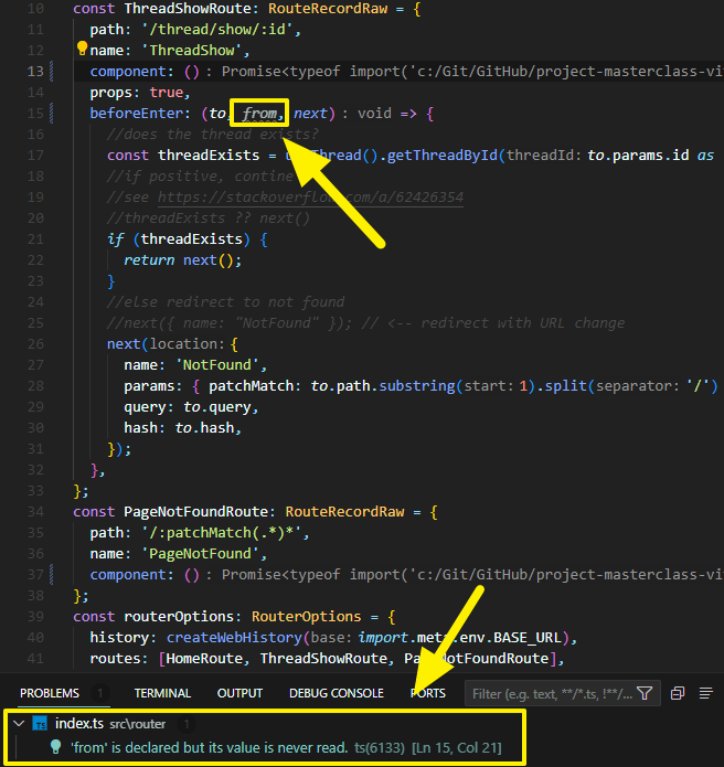 Code example failing to comply with ESLint and TypeScript