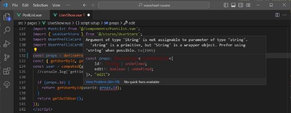 The details of a TypeScript error detected by ESLint
