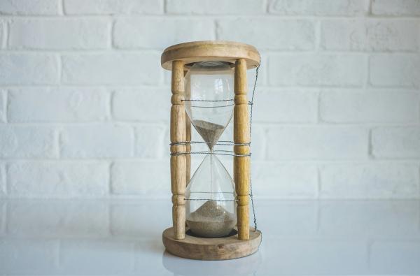 A wooden hourglass