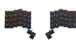The ZSA Voyager split keyboard.