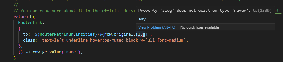 Code example with TypeScript error