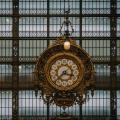 A clock in a big building
