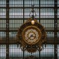 A clock in a big building