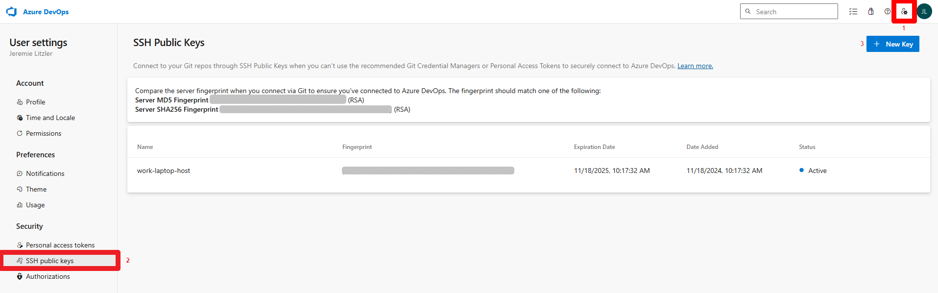 Screenshot of a Azure DevOps project
