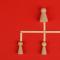 Wooden peg figures forming an organizational hierarchy chart