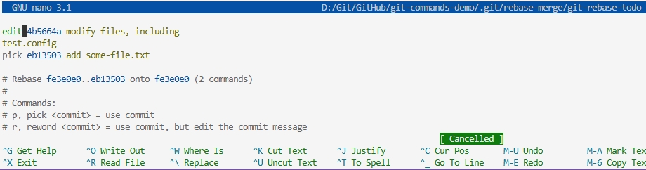 Interactive rebase window